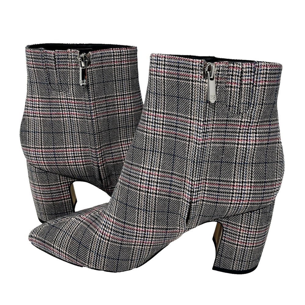 Sam Edelman Hilty 2 Plaid Booties Pink Black Tweed Ankle Boots Block Heel Sz 9.5 - Picture 6 of 10
